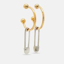 Pre Owned أقراط بربري دائرية معدنية بلونين مع مشبك كيلت بوبيتيوب