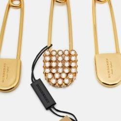 Pre Owned سلسلة مفاتيح مجموعة بثلاثة قطع دبابيس أمان كريستال ذهبية بربري