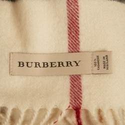 مملوكة مسبقًا شال بربري كشمير مربعات عملاقة بكريم مع شراريب