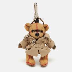 مملوكة مسبقًا Burberry Thomas Bear Beige Fabric Trench Coat Keychain Bag Charm
