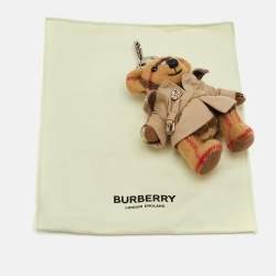 Pre Owned Burberry Thomas Bear Beige Fabric Trench Coat Keychain Bag Charm