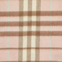 مملوكة مسبقًا Burberry Pink Nova Check Cashmere Fox Fur Pom-Pom Scarf