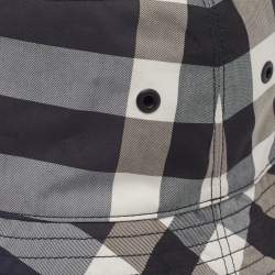 Pre Owned Burberry Blue Cotton Checked Bucket Hat L
