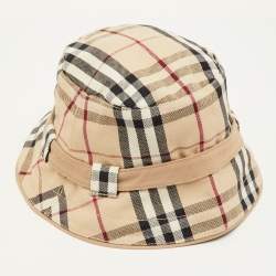Pre Owned Burberry London Beige Vintage Check Cotton Bucket Hat