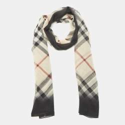 Pre Owned Burberry Beige Nova Print Silk Scarf