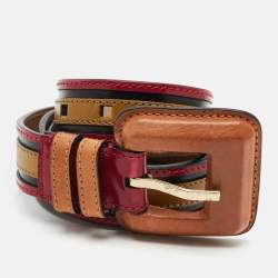 Pre Owned Burberry 85 CM Buckle Belt Multicolor Leather