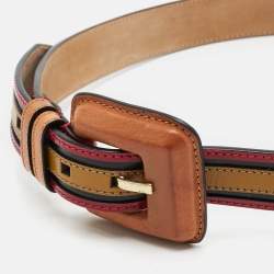 Pre Owned Burberry 85 CM Buckle Belt Multicolor Leather