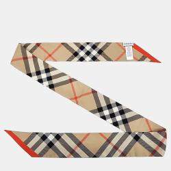 Pre Owned Burberry Beige, Multicolor Silk Scarf