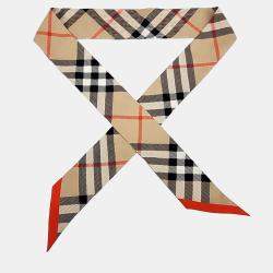 Pre Owned Burberry Beige, Multicolor Silk Scarf