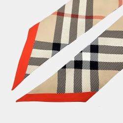Pre Owned Burberry Beige, Multicolor Silk Scarf