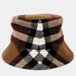 Pre Owned Burberry Brown, Multicolor Wool Bucket Hat