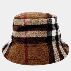 Pre Owned Burberry Brown, Multicolor Wool Bucket Hat