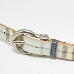 Pre Owned Burberry 90CM Buckle Belt Blue House Check Coated Canvas and Leather