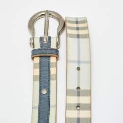Pre Owned Burberry 90CM Buckle Belt Blue House Check Coated Canvas and Leather