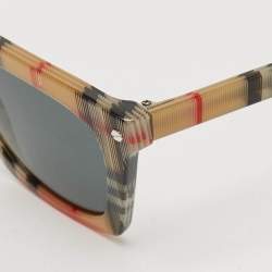 Pre Owned Burberry Beige/Black Vintage Check B 4318 Camron Square Sunglasses