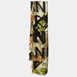 مملوكة مسبقًا Burberry Multicolor Multiprinted Cashmere & Silk Scarf