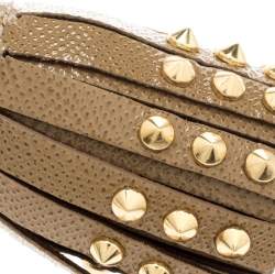 Pre Owned دلاية حقيبة بربري بشراشيب جلد مرصع بيج