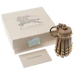 Pre Owned دلاية حقيبة بربري بشراشيب جلد مرصع بيج