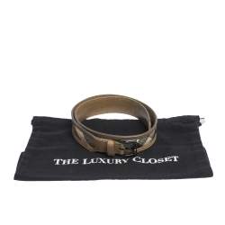 مملوكة مسبقًا حزام بربري ذهبي / بيج مطرز منقوش كاروهات بلاستيك وجلد 90 سم