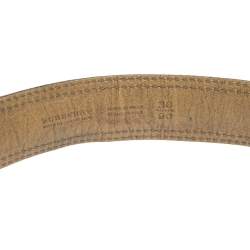 مملوكة مسبقًا حزام بربري ذهبي / بيج مطرز منقوش كاروهات بلاستيك وجلد 90 سم