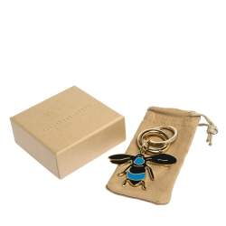 Pre Owned Burberry Enamel Bee Charm Gold Tone Key Ring