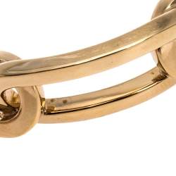 Pre Owned Burberry Chain Link Motif Gold Tone Open Cuff Bracelet L