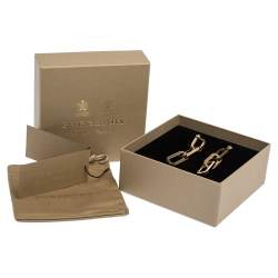Pre Owned Burberry Chain Drop Motif Gold Tone Long Earrings