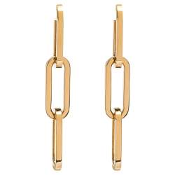 Pre Owned Burberry Chain Drop Motif Gold Tone Long Earrings