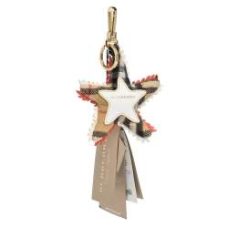 Burberry Crystal Multi Color Wool and Leather Starfish Motif Gold Tone Bag Charm