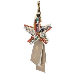 Burberry Crystal Multi Color Wool and Leather Starfish Motif Gold Tone Bag Charm