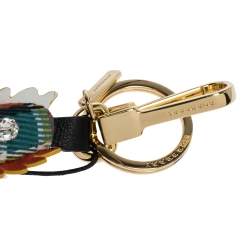 Burberry Crystal Multi Color Wool and Leather Starfish Motif Gold Tone Bag Charm