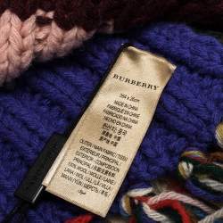 Pre Owned وشاح بربري تريكو شانكي طويل مخطط متعدد الألوان