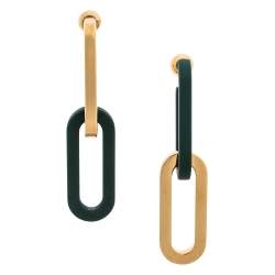 Pre Owned أقراط متدلية بربري وصلة سلسلة غير متماثلة لون ذهبي مطاطية خضراء