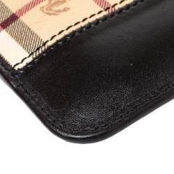 Pre Owned حافظة جوال بربري بريت جلد وكانفاس مقوى كاروهات هايماركت سوداء