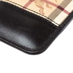 Pre Owned حافظة جوال بربري بريت جلد وكانفاس مقوى كاروهات هايماركت سوداء