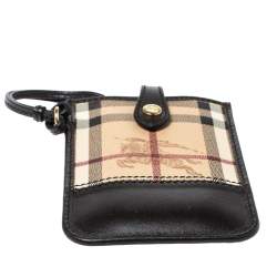 Pre Owned حافظة جوال بربري بريت جلد وكانفاس مقوى كاروهات هايماركت سوداء