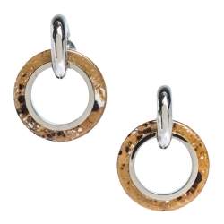 مملوكة مسبقًا أقراط بربري حلقة مزدوجة مطلية بالاديوم و ريزن مرمري كراميل