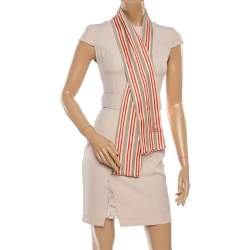 مملوكة مسبقًا Burberry Orange/Beige Stripe Silk Blend Neck Scarf