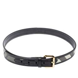 Burberry Beige Nova Check PVC Logo Plague Belt 100CM Burberry