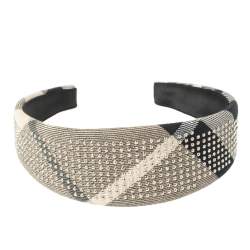 Pre Owned Burberry Beige Studded Novacheck Hair Band