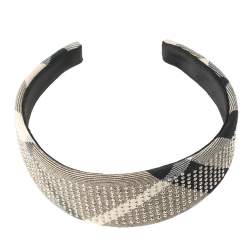 Pre Owned Burberry Beige Studded Novacheck Hair Band