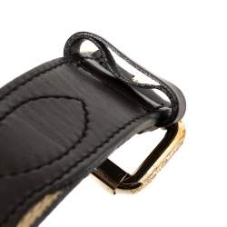 Pre Owned حزام بربري=جلد وكانفاس كاروهات هايماركت أسود/ بيج 90 سم