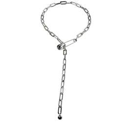 مملوكة مسبقًا Burberry Kilt Pin Palladium Plated Long Link Drop Necklace