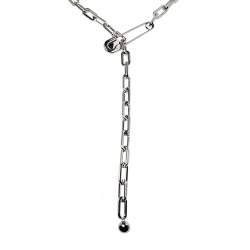 مملوكة مسبقًا Burberry Kilt Pin Palladium Plated Long Link Drop Necklace