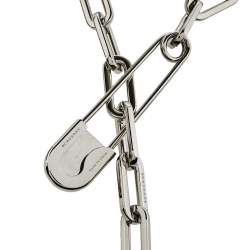مملوكة مسبقًا Burberry Kilt Pin Palladium Plated Long Link Drop Necklace