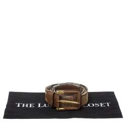 مملوكة مسبقًا حزام بربري جلد مرصع و كانفاس مربعات نوفا بني 100 سم