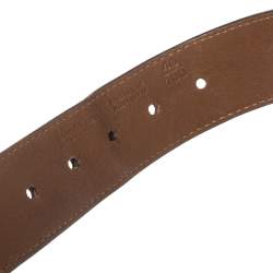 مملوكة مسبقًا حزام بربري جلد مرصع و كانفاس مربعات نوفا بني 100 سم