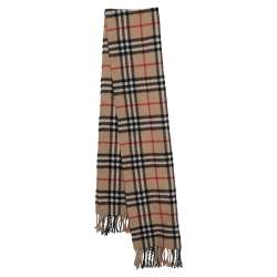 Pre Owned Burberry Vintage Beige Check Fringed Cashmere Muffler