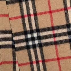 Pre Owned Burberry Vintage Beige Check Fringed Cashmere Muffler