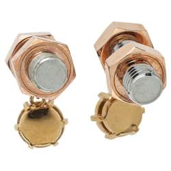 Burberry Two Tone Crystal Nut & Bolt Drop Earrings